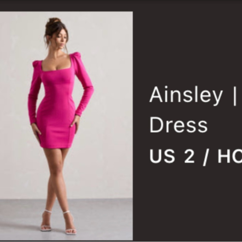Ainsley Pink Bodycon Dress with Puff Sleeves